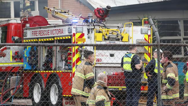 Fire has ripped through a shed at Heatherwood School in Donvale, the second arson attack at the school in a year. Picture: David Crosling