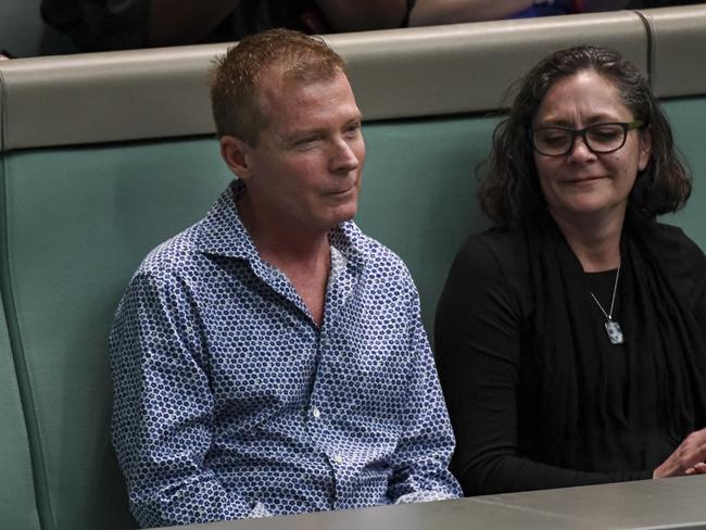 Mr Weeks, pictured in parliament after returning to Australia in 2019, was held hostage by the Taliban for more than three years. Picture: AAP / Lukas Coch