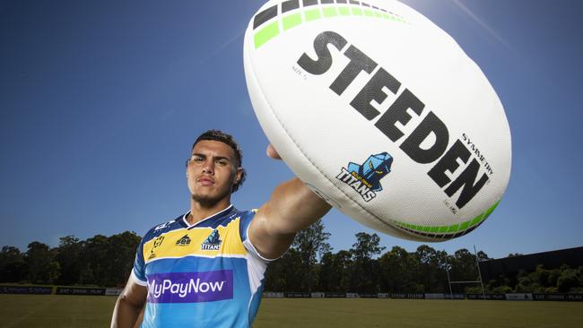 Gold Coast Titans player Iszac Fa'asuamaleaui. Picture: NIGEL HALLETT