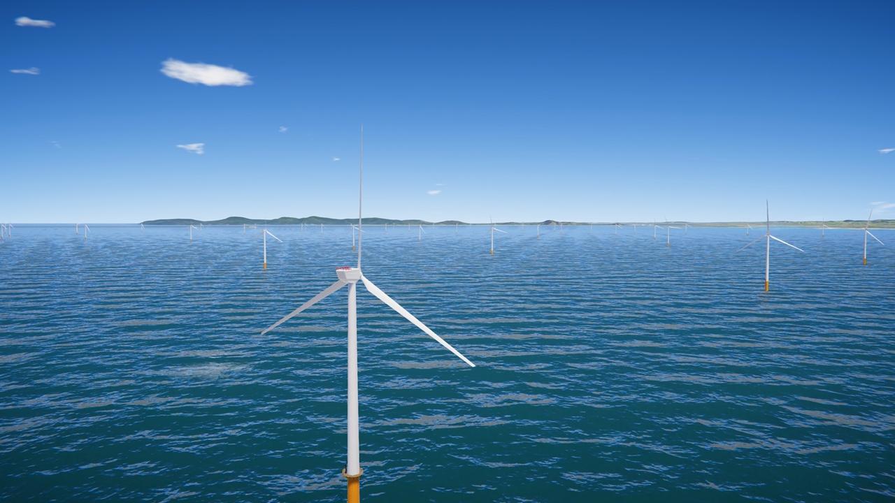 A digital model of Star of the South offshore wind project off the south coast of Gippsland.