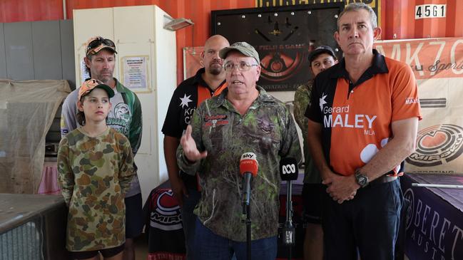 NT Field and Game Association's Bart Irwin speaks at a CLP announcement. Picture: Supplied