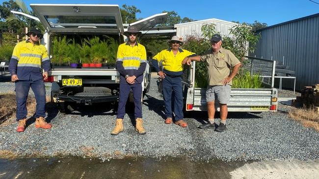 Staff from Clarence Valley Council deliver trees from the Townsend Community Nursery to the Nymboida community