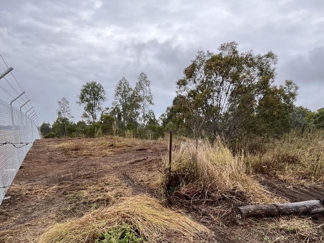 The ‘prison fence’ erected on the southern end of the family’s Gin Gin property, with the original corner stay left behind.