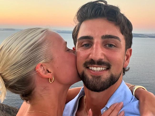 The popular couple got engaged in Greece. Picture: Josh Daicos / Instagram