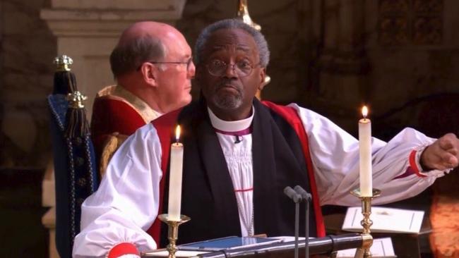 Bishop Michael Curry wows at Prince Harry and Meghan Markle’s wedding, Windsor. Picture: Supplied