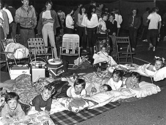 Children of the Green, Hardy and Bonn families of Clifton Springs during NYE celebrations in Drysdale in 1984. Picture: Mike Dugdale
