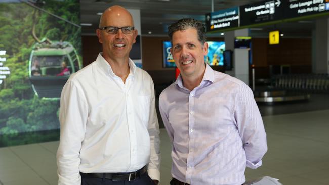 Cairns Airport CEO Richard Barker and Tourism Tropical North CEO Mark Olsen. Picture: Jack Lawrie.