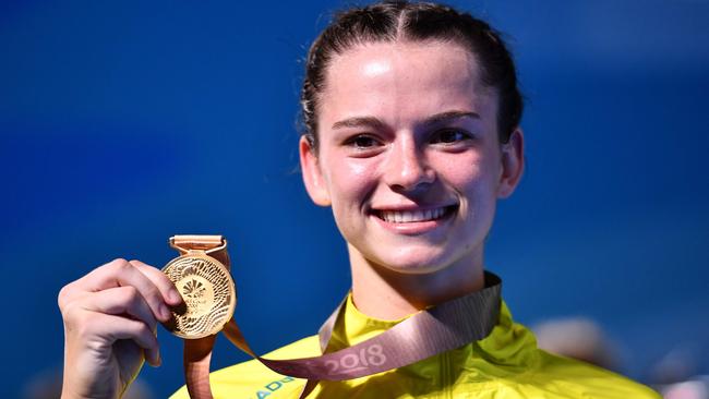 Celebrating winning Commonwealth Games gold. Picture: AFP