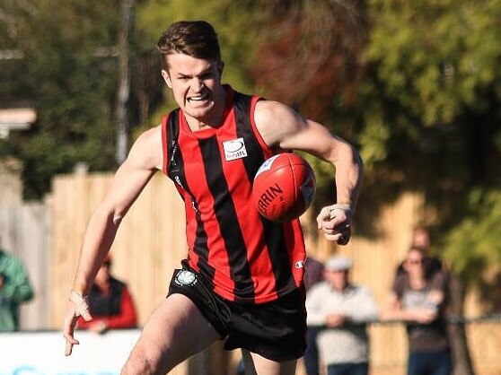 Ben Daniher chases the ball for Blackburn in the Eastern Football League (EFL). Picture: Davis Harrigan