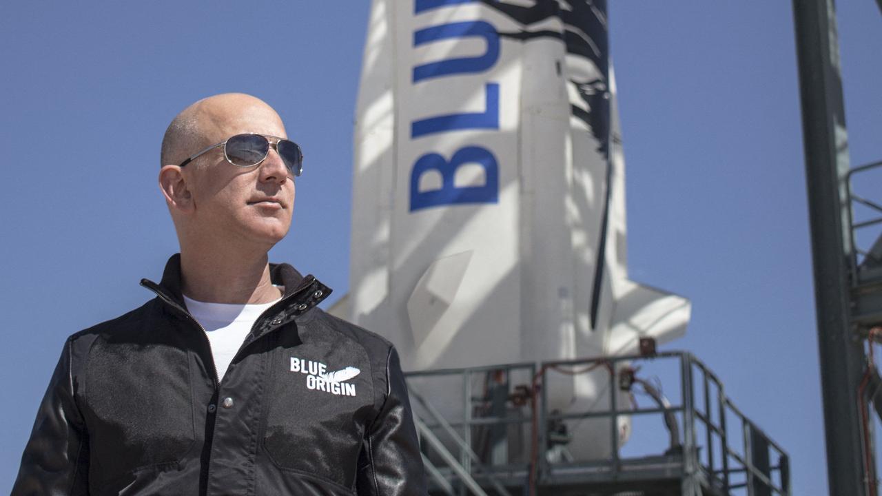 Jeff Bezos successfully crossed the Karman line, the internationally recognised boundary between Earth and space. Picture: Blue Origin/AFP