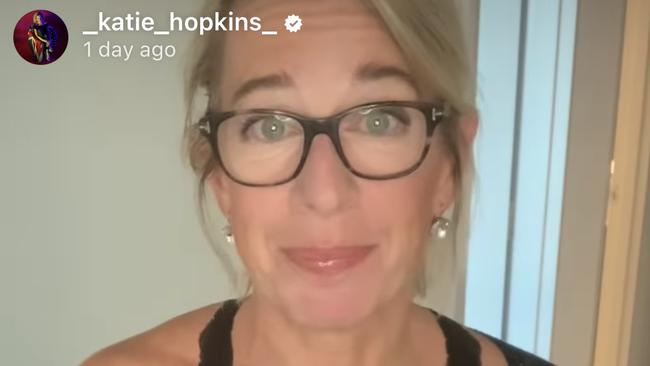 Katie Hopkins takes to Instagram Live to criticise harsh lockdowns as she quarantines in Sydney.