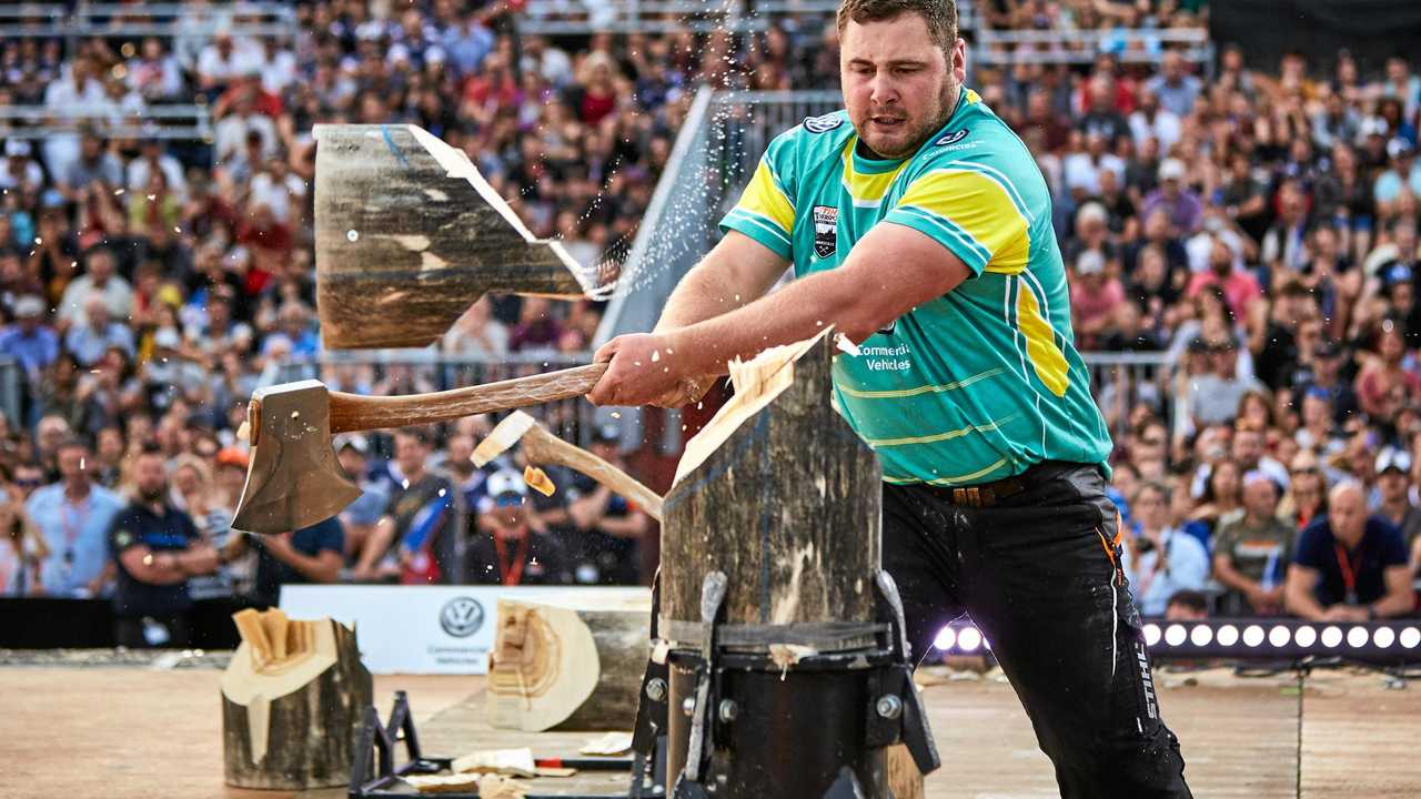 A CUT ABOVE: Blackbutt's Mitch Argent competes during the Stihl TIMBERSPORTS Champions Trophy in Marseille, France. Picture: Andreas Langreiter