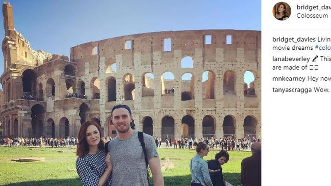 Jordan Roughead and Bridget Davies enjoy Italy. Picture: @bridget_davies