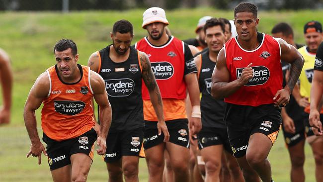 Wests Tigers trained all the way through to the grand final, despite missing the finals, meaning their pre-season won’t start until November 17. Picture. Phil Hillyard