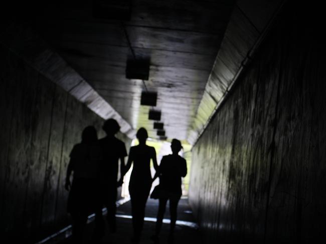 Teenagers in underpass tunnel.Photo Nicholas Falconer / Sunshine Coast Daily