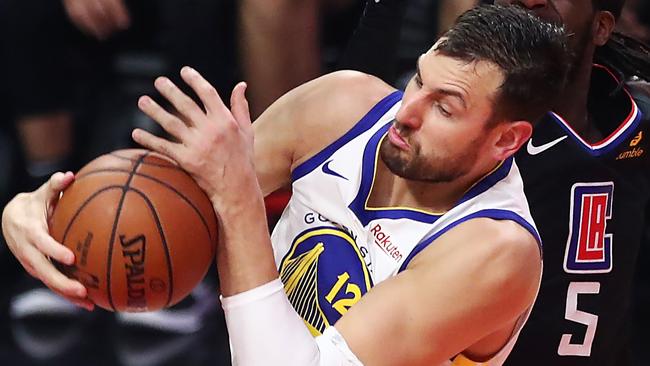 Andrew Bogut finished the 2019 NBA season with the Golden State Warriors. Picture: Getty Images/AFP