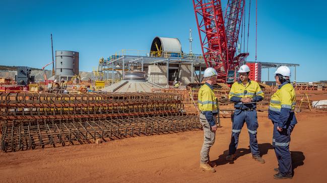 Workers at Liontown Resources' Kathleen Valley project in Western Australia.