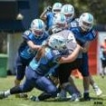 Kaylee Tongakilo (91), Lorrilee Clifford (2) and Neve Tomkins (66) tackle their opposition. Picture supplied.