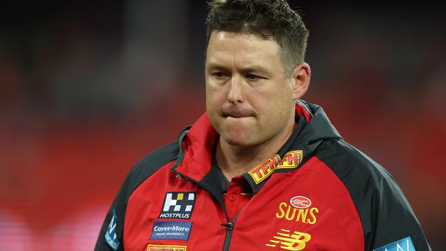 Suns coach Stuart Dew has defended small forward Izak Rankine being shut down before being moved into the midfield. Picture: Chris Hyde/Getty Images