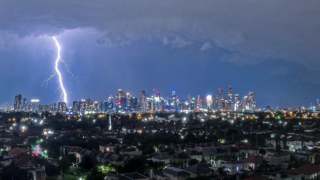 The skies light up over Melbourne. Picture: Angie Selkir