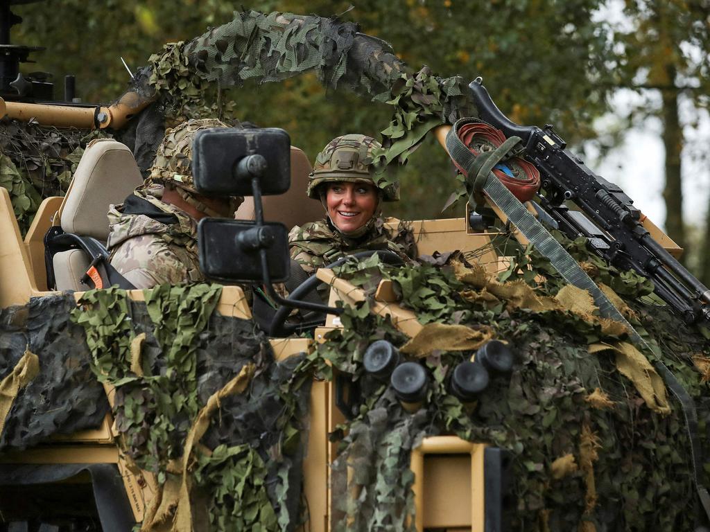 The Princess of Wales learns about how the regiment operates. Picture: AFP