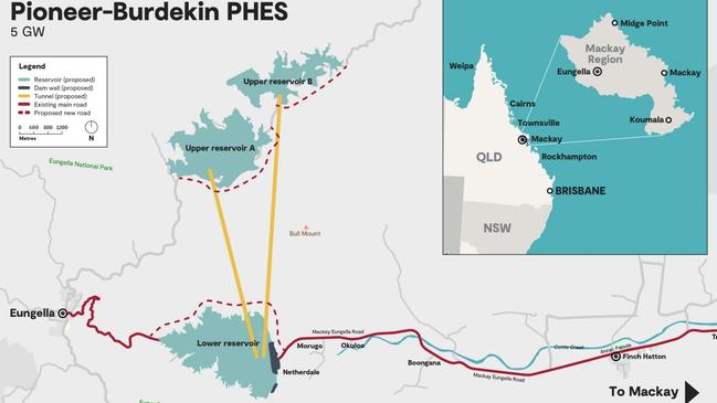 Pioneer-Burdekin Pumped Hydro Map. Picture: Queensland Hydro