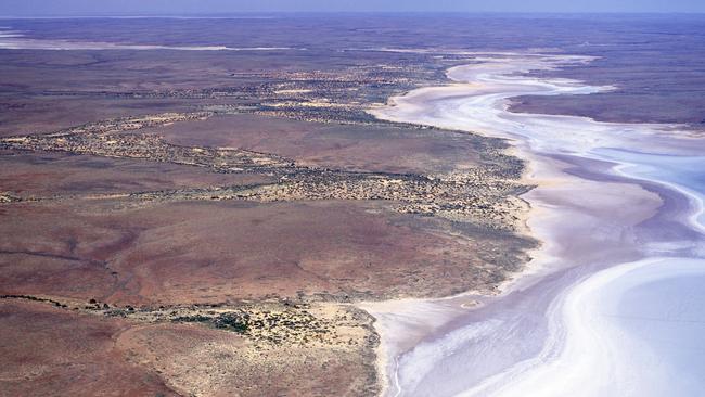 aerial view of Lake Torrens a salt lake in South Australia