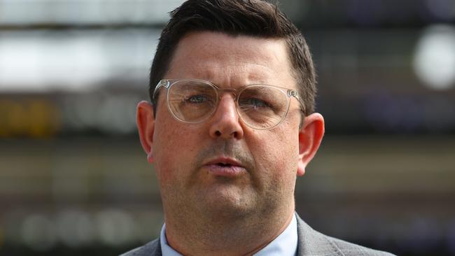 SYDNEY, AUSTRALIA - SEPTEMBER 07: Trainer Mitchell Beer looks on prior to Race 1 Midway during Sydney Racing at Royal Randwick Racecourse on September 07, 2024 in Sydney, Australia. (Photo by Jeremy Ng/Getty Images)