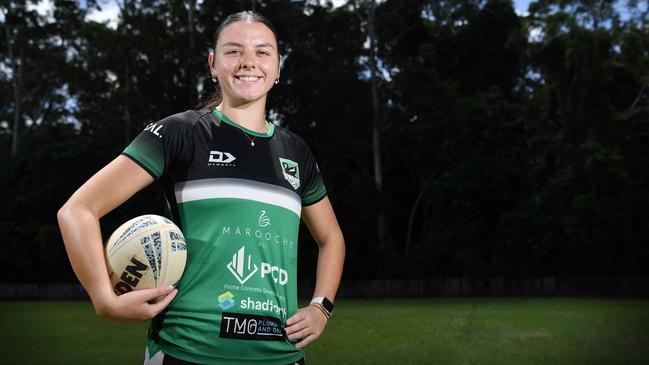 Sunshine Coast female rugby league talent Georgia Bartlett who has just signed with the Brisbane Broncos NRLW side. Picture: Patrick Woods.