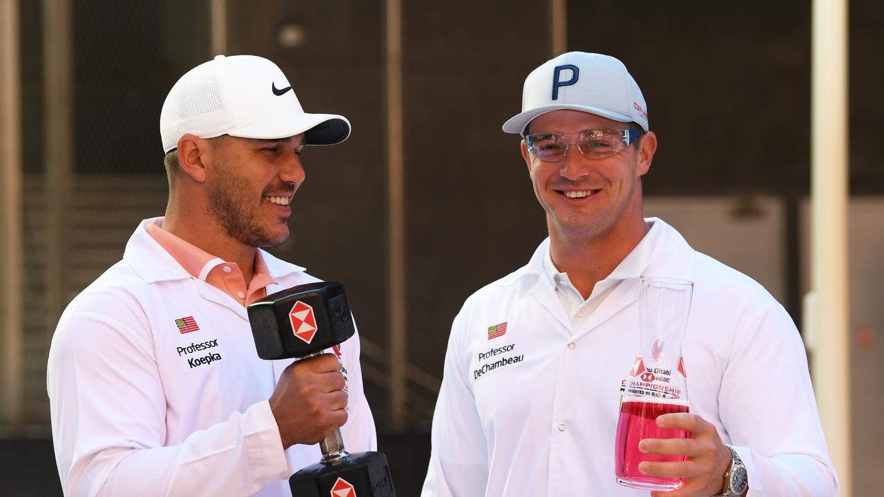 Brooks Koepka and Bryson DeChambeau attend the launch The Abu Dhabi HSBC Championship in the United Arab Emirates on January 14, 2020 . Photo: Getty Images