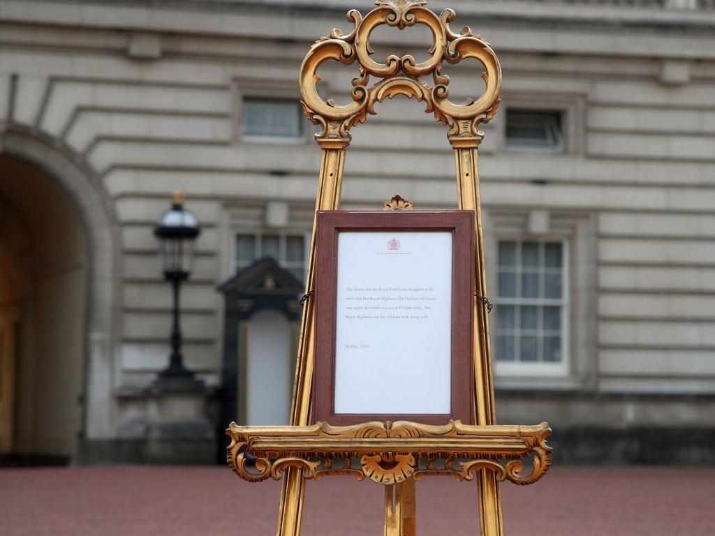 The famous birth easel announcement was rather scant on details. Picture: Yui Mok/AFP