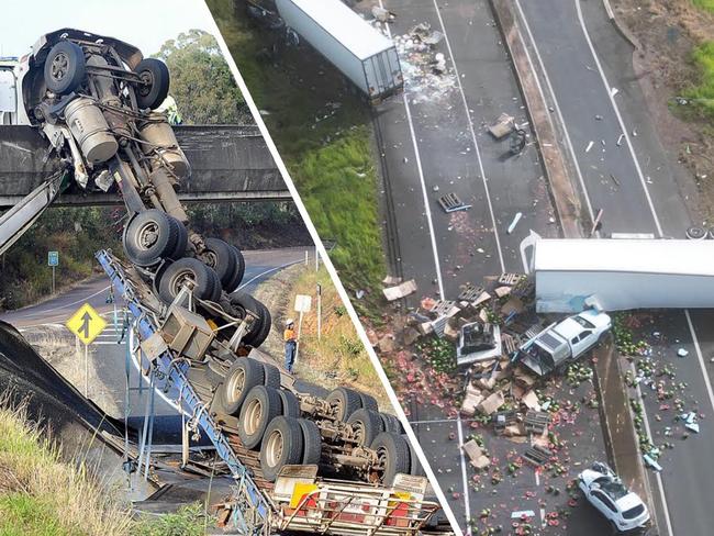 The scenes of two horror crashes on the Bruce Highway near Maryborough.