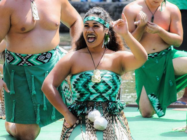 Honolulu, Hawaii - May 27, 2016: Maori Performers during the 'Rainbows of Paradise' Pageant at the Polynesian Cultural Center on Oahu.