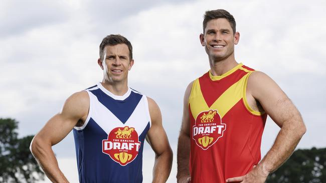 Brett Deledio and Tom Hawkins are among the first recruits of this year's Carlton Draft campaign.