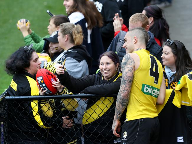 Dustin Martin’s mum says he just keeps getting better and better. Picture: Ian Currie