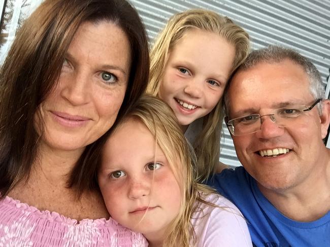 PM Morrison with his family: wife Jenny, Lily and Abby.