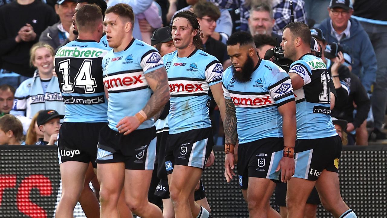 The Sharks are celebrating about their draw. Picture: Jeremy Ng/Getty Images