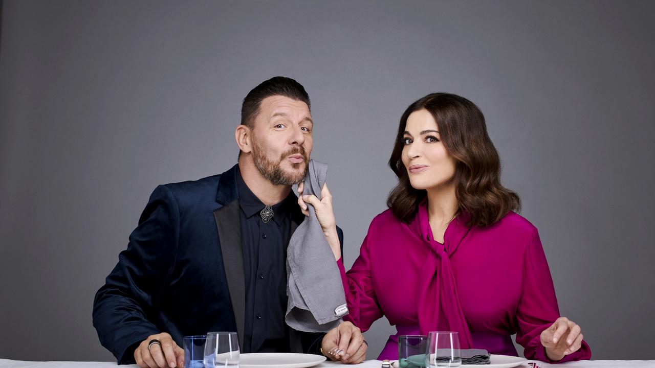 My Kitchen Rules stars Manu Feildel and Nigella Lawson. Picture: Supplied/Channel 7 and Channel 7+