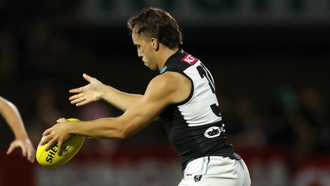 Francis Evans impressed Wines with seven disposals and two goals during an ‘electric’ last quarter cameo against the Dockers. Picture: Will Russell / Getty Images