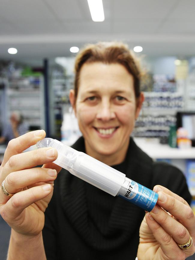 Northern Beaches Mum Brigitte Bond with the 'Wart Off' pen. Picture: Braden Fastier