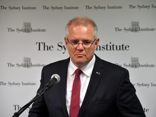 SYDNEY, AUSTRALIA - DECEMBER 15: Australian Prime Minister Scott Morrison announces that Australia will recognise West Jerusalem as the capital of Israel during a speech at the Australian Institute on December 15, 2018 in Sydney, Australia. The Australian government will recognize West Jerusalem as the capital and East Jerusalem as the Capital as Palestine after a settlement has been reached on a two-state solution but will not move the Australian Embassy from Tel Aviv until that time. (Photo by Mick Tsikas-Pool/Getty Images)