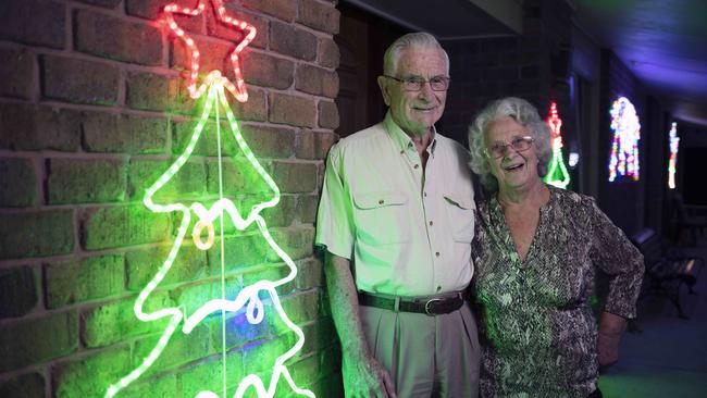 Peg and Bill Chartres have been decorating their house in Christmas Lane for 30 years and plan to keep the tradition alive in 2020. Picture: Emma Brasier