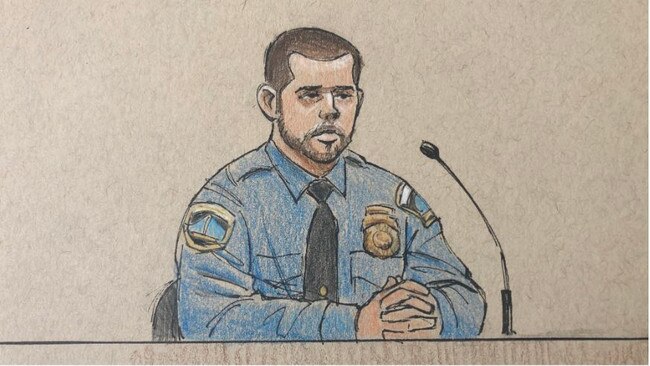 Officer Matthew Harrity at Mohamed Noor’s trial for Justine Damond’s murder.