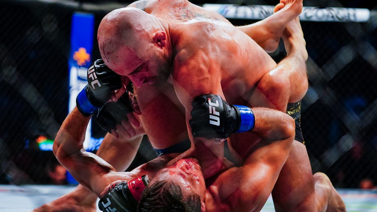 Alex Volkanovski punches Brian Ortega during his most recent UFC title defence. Picture: Getty Images