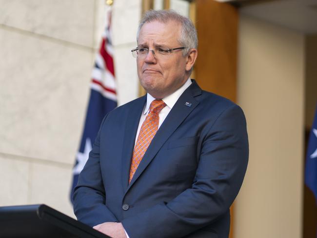 Prime Minister Scott Morrison announces changes for temporary visa holders from Hong Kong. Picture: NCA NewsWire / Martin Ollman