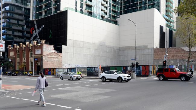 More empty land on the corner of King Street and Lonsdale Street, Melbourne. Picture: Andrew Henshaw