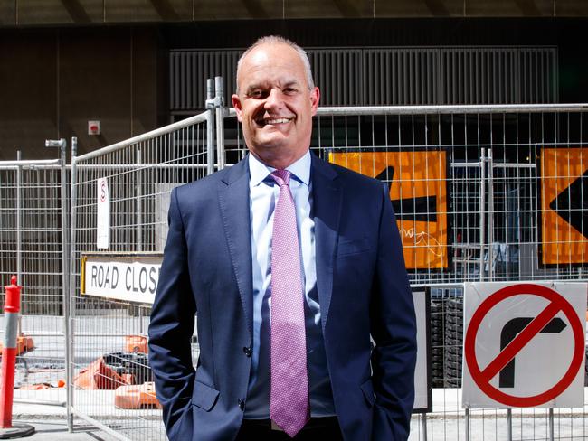 RAA chief executive officer Nick Reade,  in front of roadworks, for Building Bigger Better SA series. at the corner of Franklin Street and Pitt Street.  Picture Matt Turner.