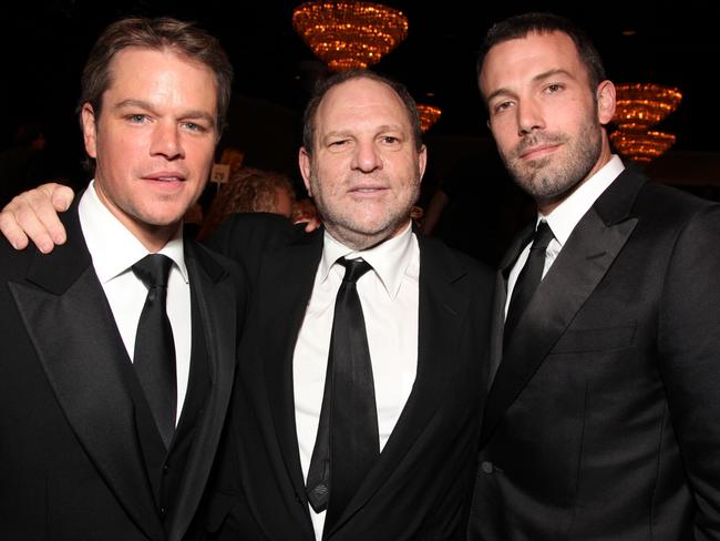 Matt Damon, Harvey Weinstein and Ben Affleck in 2010. Picture: Splash