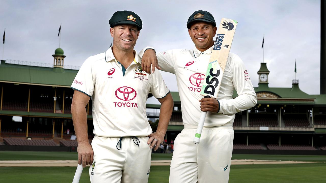 David Warner and Usman Khawaja ahead of their final Test together.