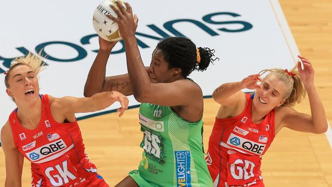 Jhaniele Fowler of Jamaica is arguably the world’s best goal shooter. (Photo by Jenny Evans/Getty Images)